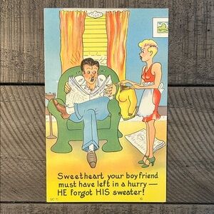 Vintage Retro Comic Postcard with Humorous Illustration